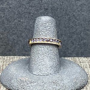925 Rhinestone Ring As Is Size 6 Sterling Silver IBB CH Indigo Blue Purple Bling
